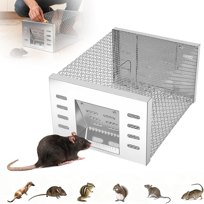 Eaglever Mouse Trap, Eaglever Rat Trap, Stainless Steel Automatic Mousetrap, Automatic Rat Trap, Automatic Mouse Trap, Easy to Set Mice Catcher for Indoor and Outdoor (1 PCS)
