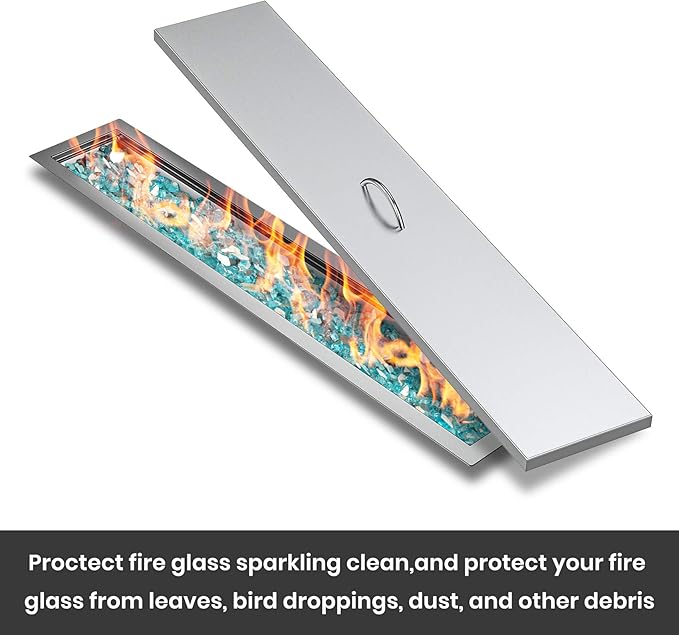 Stanbroil Fire Pit Lid Fits 48 x 6 Inches Linear Drop-in Burner Pan, Solid Stainless Steel Cover for Outside Firepit