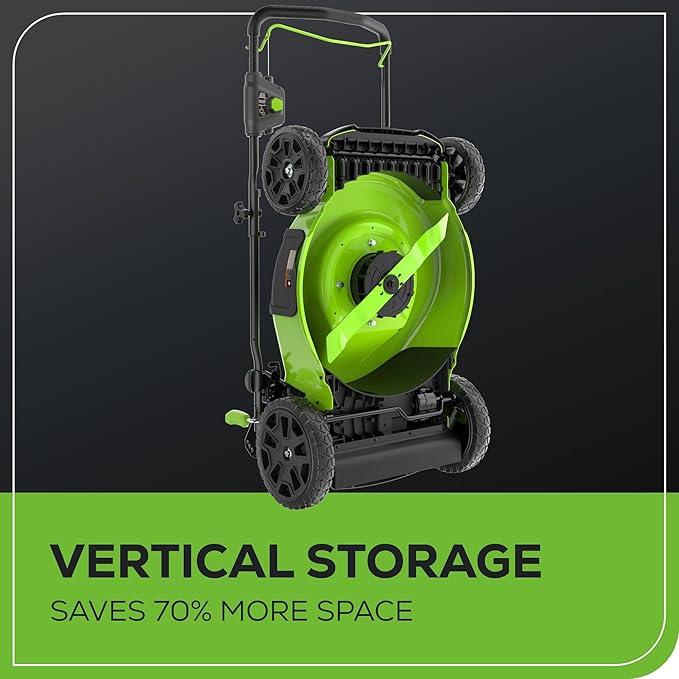 Greenworks 80V 21” Brushless (Push) Cordless Electric Lawn Mower + (500 CFM) Axial Leaf Blower + 13” String Trimmer (75+ Compatible Tools), (2) 2.0Ah Batteries and 30 Minute Rapid Charger