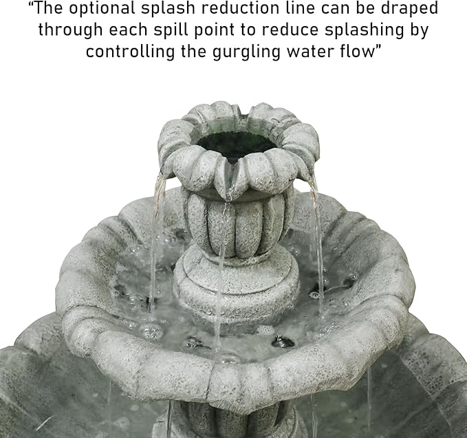 ourrco 39.3” H Outdoor Floor Water Fountain, 3-Tiers Concrete Water Fountain with Submersible Electric Pump - Garden Cascading Waterfall for Yard Patio Lawn Home Decor