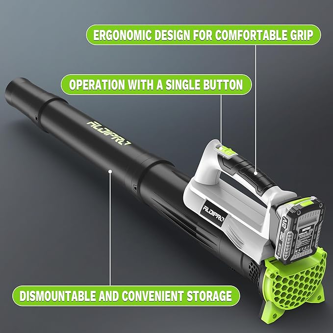 Leaf Blower Cordless with 2x2.0Ah Batteries and Fast Charger 21V Lightweight Electric Leaf Blower, Portable Handhold Battery Powered Blowers for Lawn Care, Patio Cleaning, Blowing Leaves and Dust