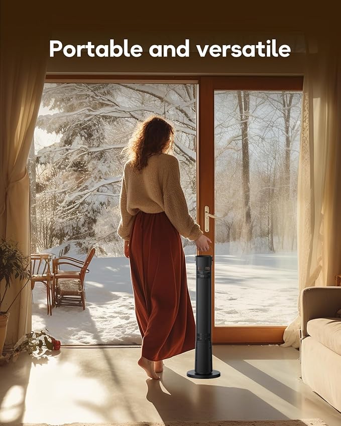 Patio Heater for Outdoor Use, 32.2" 1500W Electric Space Heater Indoor, 60-Degree Oscillating Portable Infrared Heater, with Timer, Remote, for Patio, Gazebo, Black
