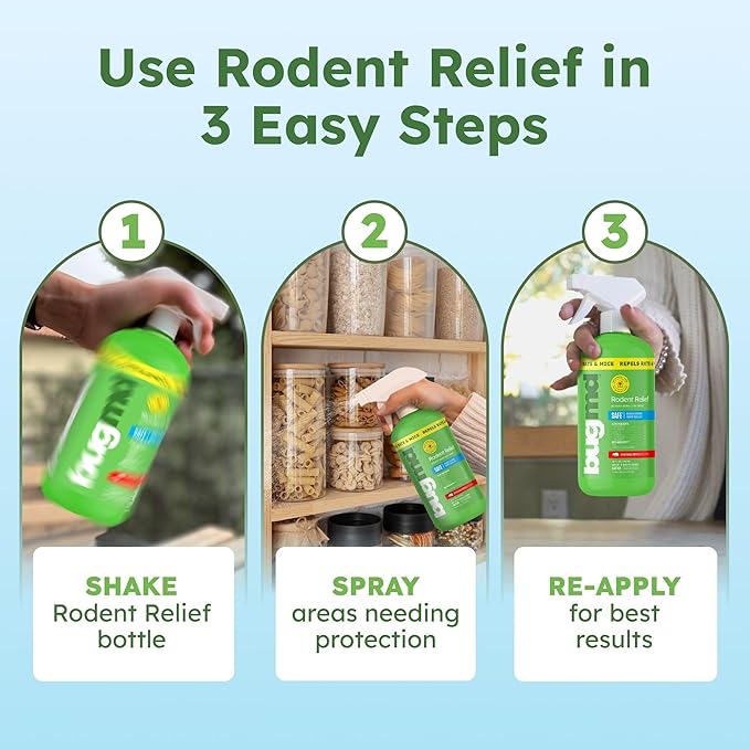BugMD Peppermint Oil Spray for Rodents (2 Pack- 16oz) Mouse Repellent & Rodent Repellent Spray, Natural Mice Repellent with Cinnamon, Clove, and Rosemary Oils - Safe Indoor & Outdoor Use