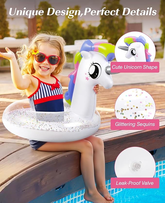 HeySplash Pool Floats Kids, Inflatable Swimming Ring Swim Tube Floaties, Summer Water Fun Beach Party Swimming Pool Toys for Kids Children Water Activities