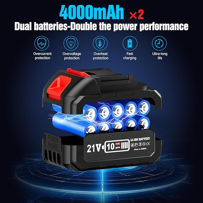Cordless Leaf Blower, Leaf Blower Cordless with Battery and Charger, Portable Lightweight Handheld Blower, Extended Nozzle, Turbo Jet Blower for Lawn Care, Patio Cleaning, Leaves, Dust (Blue)