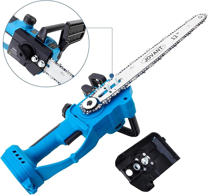 JOVANT 12 Inch Electric Chainsaw Cordless, 20V Battery Powered Cordless Chain Saw, Chainsaw with 1 * 4.0Ah Battery and Charger for Wood Cutting, Tree Trimming and Branch Pruning