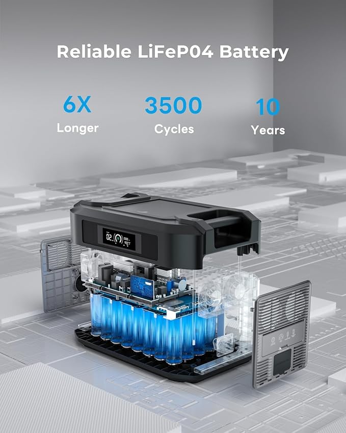 OUKITEL BP 2000 Portable Power Station, 2048Wh Solar Generator, FFPOWER Expandable Capacity 2200W LiFePO4 Output（Peak 4000W), 15 Outlets for Home Power Outage, Camping, Solar Energy Storage