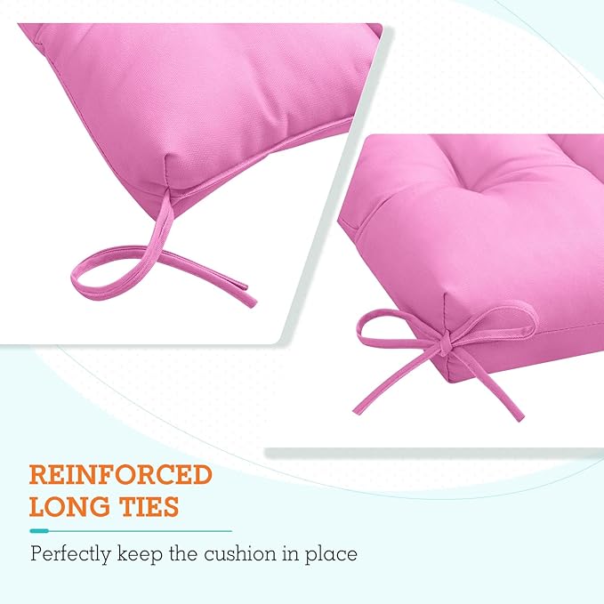 EAGLE PEAK Tufted Outdoor/Indoor High Back Patio Chair Cushions, Set of 4, 46'' x 22'', Pink