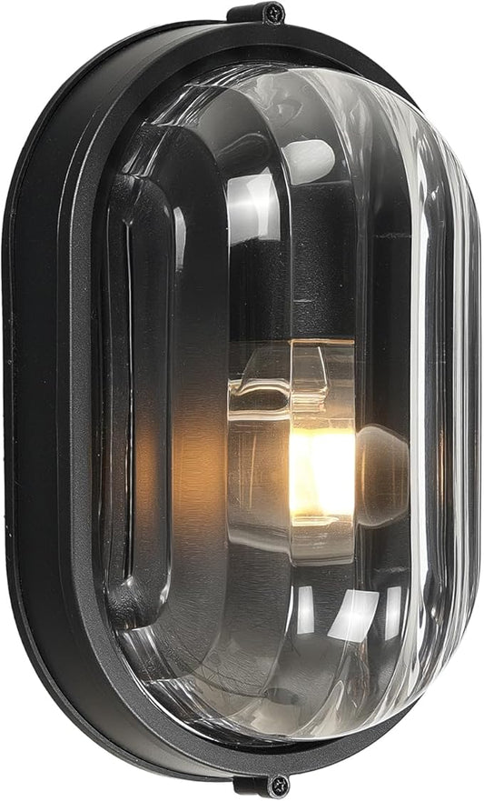 8.5 Inch Bulkhead Light Aluminum Outdoor Ceiling Light with Thickened Clear Glass Waterproof Bulkhead Ceiling Light for Porch Basement Balcony or Sauna Room E26 Socket UL Listed