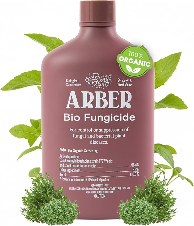 Organic Fungicide Liquid Concentrate for Indoor, Outdoor, and House Plants – Natural Fungicide for Plants, Lawn Fungus Treatment, Powdery Mildew Control, Mushroom Lawn Treatment, Spider Mite Defense