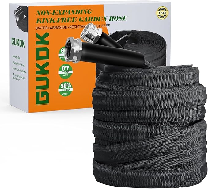 Garden Hose Non-Expanding, Ultra Lightweight, Abrasion Resistant, Durable, Kink-Free Garden Hose, RV, Marine and Camper Hose, 25-Feet