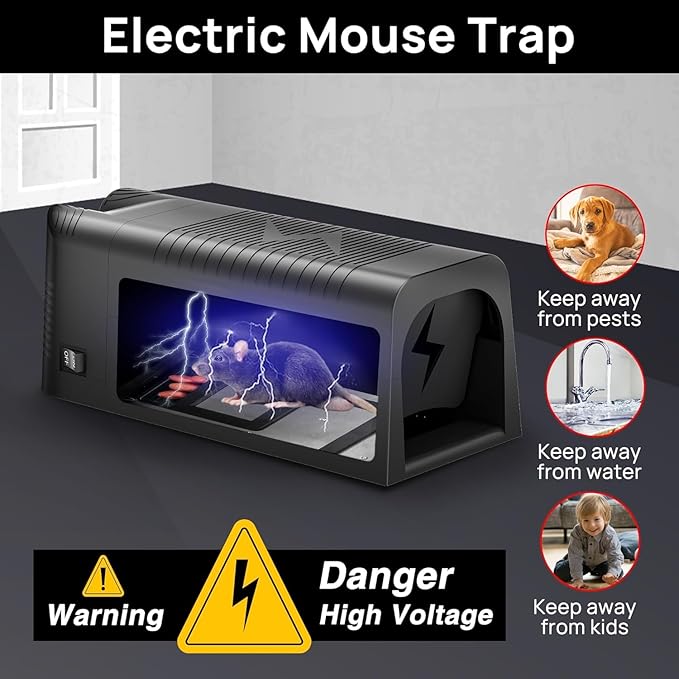 Electric Rat Zapper Electric Mouse Trap Zapper 2 Pack Electronic Mice Killer Effective Rodent Trap with Powerful Voltage Mouse Traps Indoor for Home Living Room Kitchen