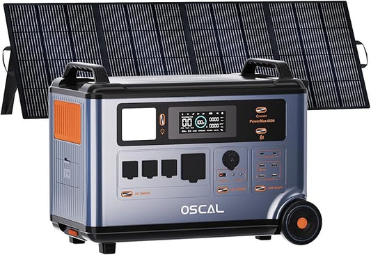 OSCAL 6000W Solar Generator(2025 New),120V/240V Split Phase Voltage Portable Power Station PowerMax 6000 with 400W Panel, 6000w AC Output (9000W Surge),2400W MPPT Solar for Emergency 09