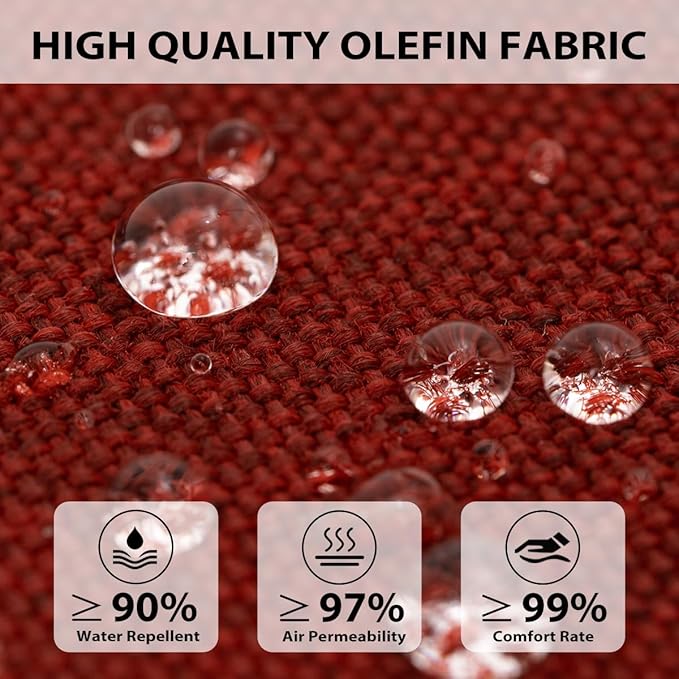 Sundale Outdoor Olefin Chaise Lounge Cushion, Water-Resistant Patio Lounge Chair Cushion, Thick Lounger Pad with 4 Straps Red, 72 x 21 x 4 Inches