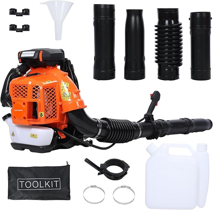 Lefitap 80CC Gas Leaf Blower - 4.3 HP | 900 CFM | 206 MPH High Airflow Heavy Duty Backpack Leaf Blower Gas Powered for Yard Lawn Care, Clears Leaves, Debris & Snow - Ergonomic Harness System