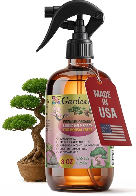 GARDENERA Professional Organic Liquid Kelp Spray for Bonsai Trees Plants - 8 oz - Ready-to-Use Fully Organic Seaweed & Kelp Fertilizer Mist
