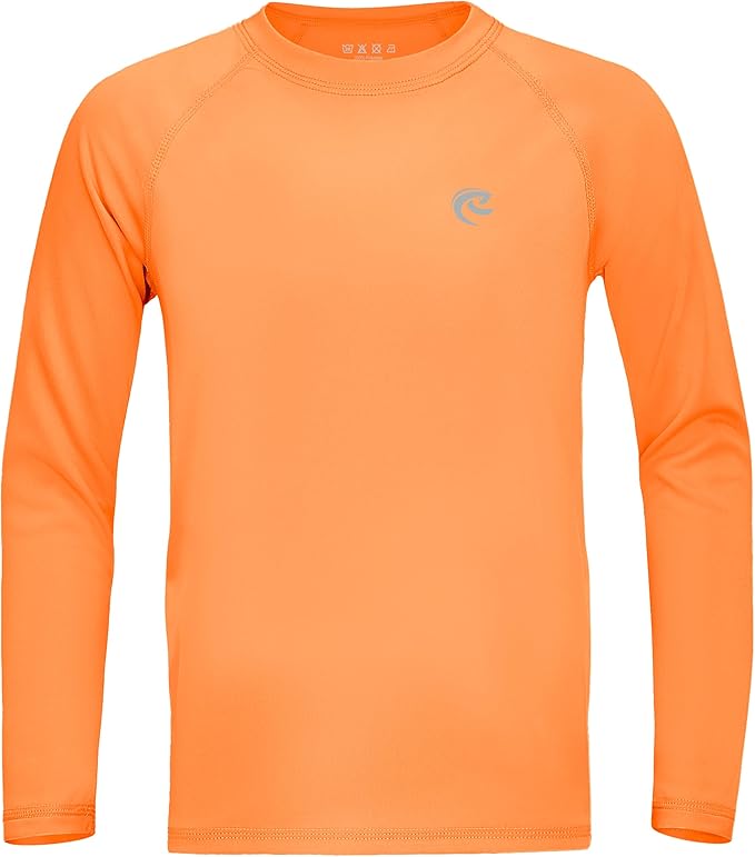 Boys UPF 50+ Swim Shirt Long Sleeve, 1 or 2 Pack UV Sun Protection Rash Guard, Youth Kids SPF Water Shirts for Beach Surf