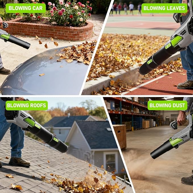 Adedad Cordless Leaf Blower with 2x4000mAh Batteries & Charger 580CFM/170MPH Lightweight Handheld Electric Blower for Lawn Care, Patio, Garden & Debris Clearing