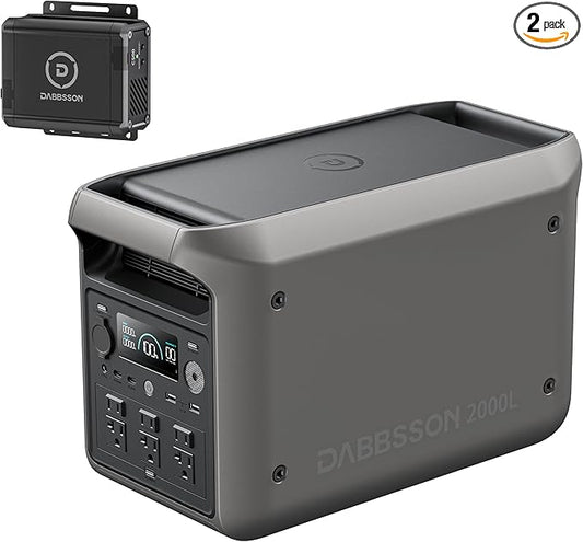 DABBSSON 2000L Solar Generator with Charger S, 2048Wh Semi-Solid LiFePO4, 560W Alternator Charger, 2200W AC x6, P-Boost 3300W, Compact&Lightweight, 1.3X Runtime, Portable Power Station for Camping/RV
