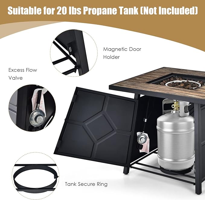 Giantex Fire Pits for Outside Outdoor Propane Fire Pit Table, 28” Patio Gas Fireplace W/Lid & Lava Rocks, 40,000 Btu, Waterproof Cover, CSA Certification, for Backyard, Deck Dinning Gas Fire Table