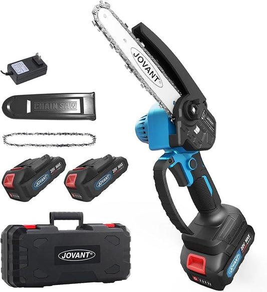 6-Inch Mini Chainsaw Cordless,Lightweight Handheld Electric Pruning Saw for Tree Trimming, Branch Cutting, Wood Cutting, Gardening - Safety Lock, Automatic Oiler, 2*batteries