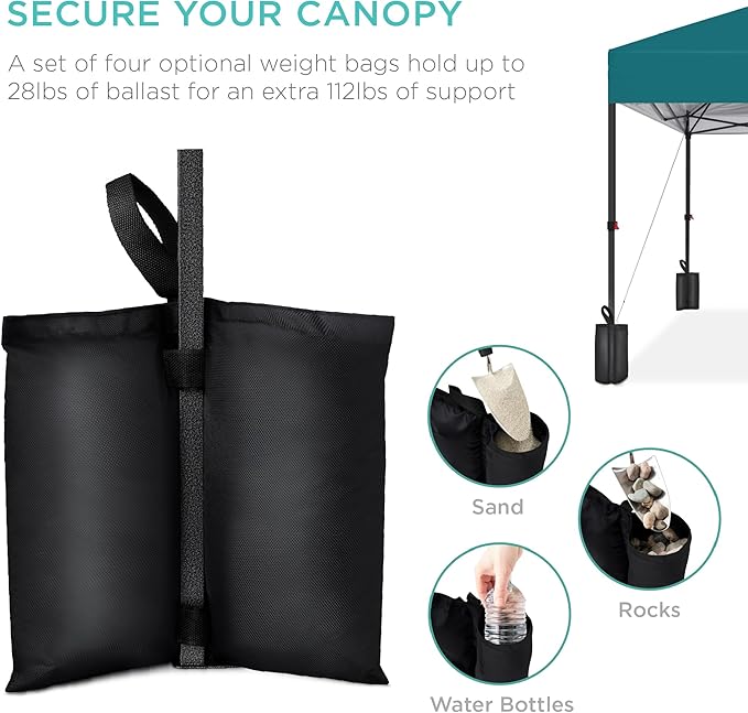Best Choice Products 8x8ft 1-Person Setup Pop Up Canopy Tent Instant Portable Shelter w/ 1-Button Push, Case, 4 Weight Bags - Cerulean