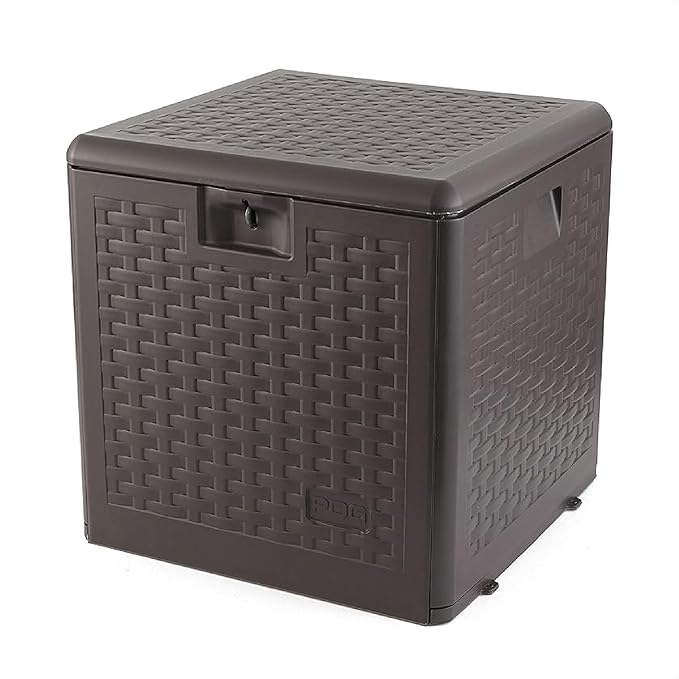 Plastic Development Group Outdoor Storage Deck Box, Standard Closure, 28 Gallon, Java