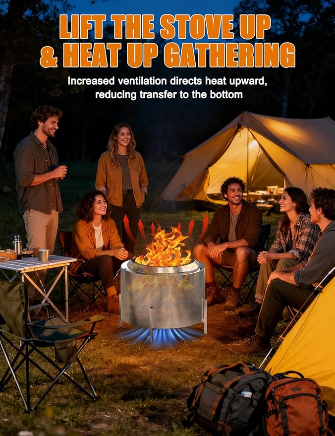 15-27 Inch Fire Pit Stand, Solo Stove Accessories, Stainless Steel Adjustable Base, Firepit Stand for Solo Stove Bonfire Ranger Yukon and More Outdoor, Great for Outside Patio Camping Backyard