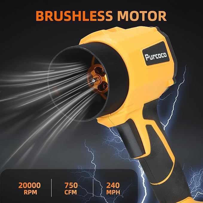 PURCOCO Cordless Leaf Blower Handheld, Jet Dry Mini Blower with 2X 20V Batteries, Lightweight for Car Patio Garden Lawn Leaves Debris