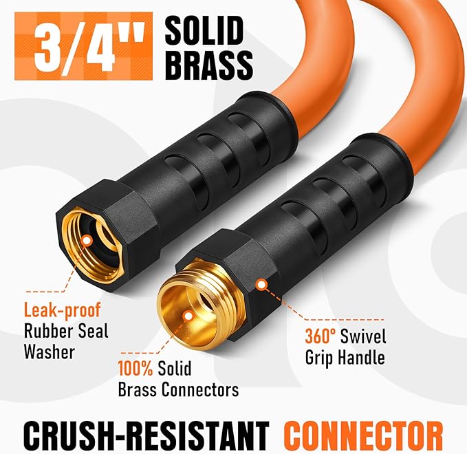 Garden Hose 25 ft x 5/8", NON-EXPANDING Flexible Water Hose, Kink Resistant Lightweight Hybrid Hose, Leakproof Yard Hose with Male to Female Fittings