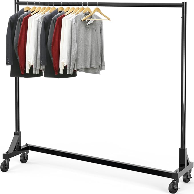 Simple Houseware Industrial Grade Z-Base Garment Rack, 500lb Load with 62 Inches Extra Long Bar, Black