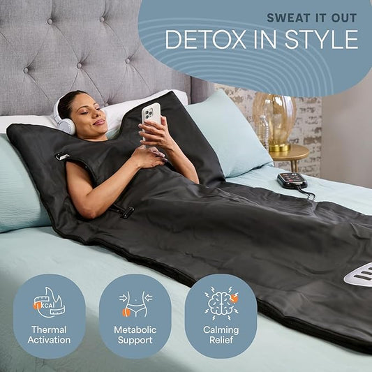 Lifepro Infrared Sauna Blanket for Detox & Relaxation – Low EMF Carbon Fiber Heating, 9 Temp Levels, 5 Colors – Portable Full Body Sauna Blanket Infrared with Waterproof Interior & Carry Bag