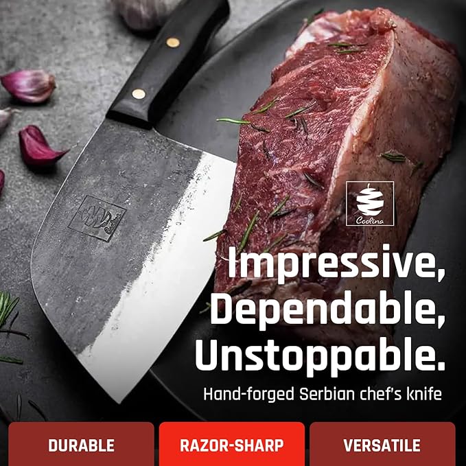 COOLINA Promaja Knife – Carving, BBQ, Meat Cutting, Slicing, Butcher & Chef Knife – Essential Kitchen Tool
