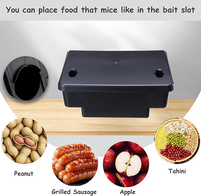 Qualirey 6 Pack Rat Bait Stations Large Rodent with Key Reusable Mouse Stations Mice Blocks Heavy Duty Boxes for Outdoor Rodents Mice Blocks, Bait Not Included, Black (8.66 x 7.5 x 3.9 Inches)
