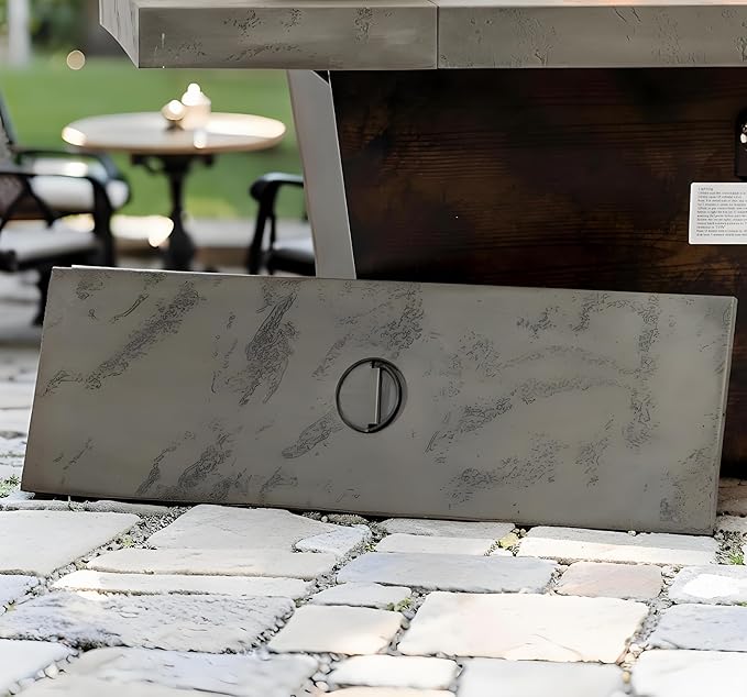 Propane Fire Pit Table, 42 Inch Firepits for Outside, Rectangle Gas Fire Pits for Outside Patio, Deck, Pool, 50000BTU, Tank Outside, Tank Not Included, Cement Grey