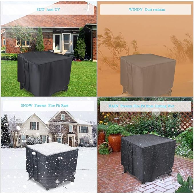 Fire Pit Cover,30 Inch Square Firepit Covers 30x30 for Outdoor Gas Fireplace,Fire Pit Table Covers Square - 30x30x25 Inch