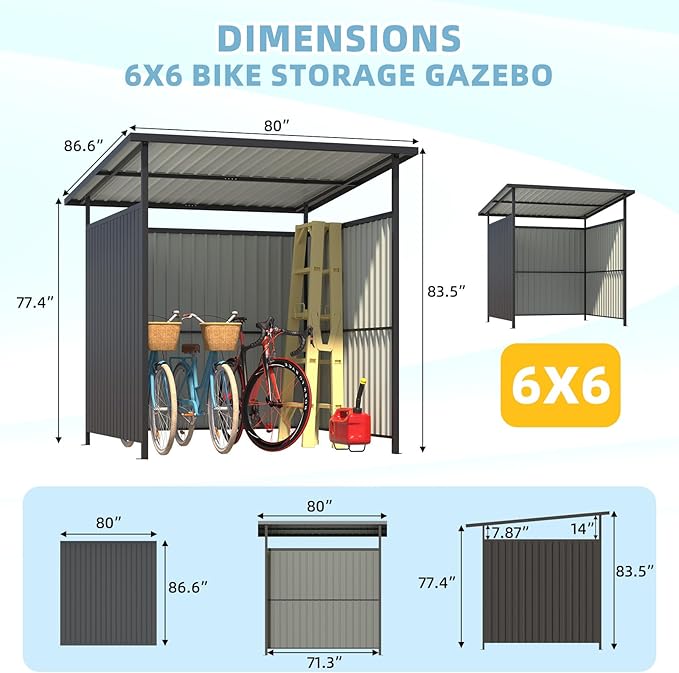 AECOJOY 6' x 6' Outdoor Hardtop Grill Gazebo, Small Pergolas and Gazebos Clearance, Lean to BBQ Gazebo for Outdoor Grill, Metal Awnings for Patio and Decks