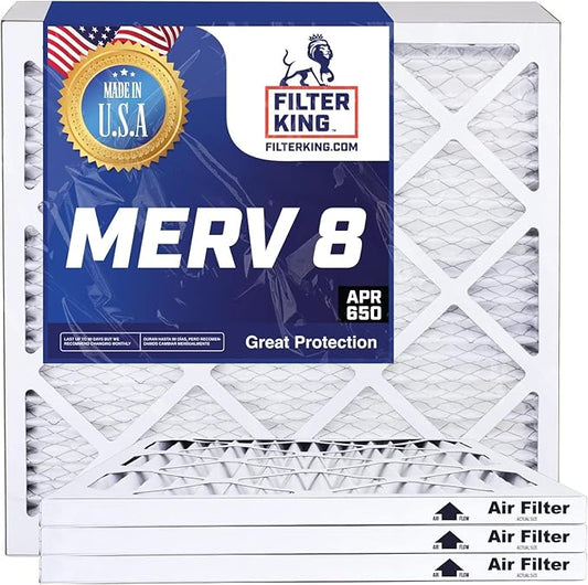 Filter King 9.5x9.5x4 Air Filter | 4-PACK | MERV 8 HVAC Pleated A/C Furnace Filters | MADE IN USA | Actual Size: 9.5 x 9.5 x 3.75"