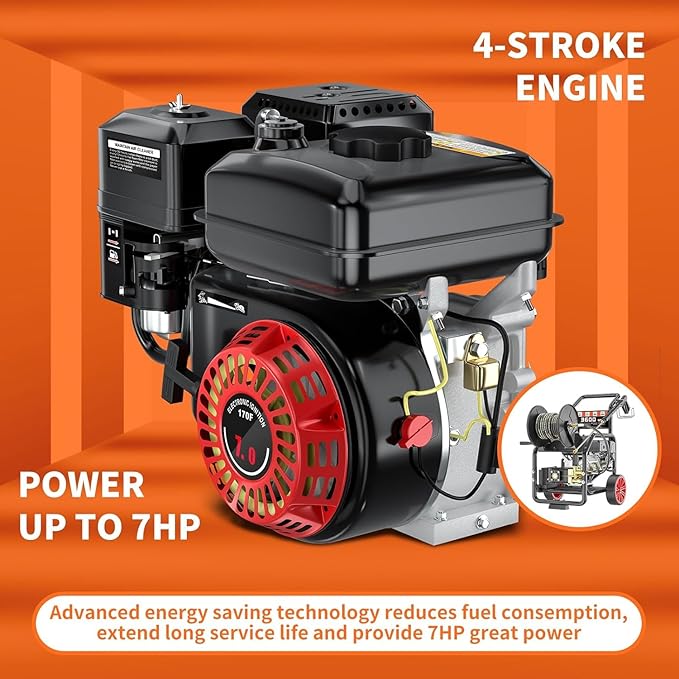 KARHDIR 3600PSI Gas Pressure Washer with Hose Reel, One-Button Start 212cc 7HP 4-Cycle Engine, 3.3 GPM Heavy Duty Power Washer with 50FT 3/8" Hose, Spray Gun & Wand, 5 Quick Connect Nozzles