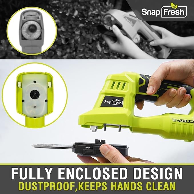 SnapFresh 12V Cordless Grass Shears & Hedge Trimmer, 2 in 1 Handheld Bush Trimmer & Grass Cutter with 2.0Ah Battery & Charger Included, Lightweight Electric Shrubbery Trimmer for Garden & Lawn