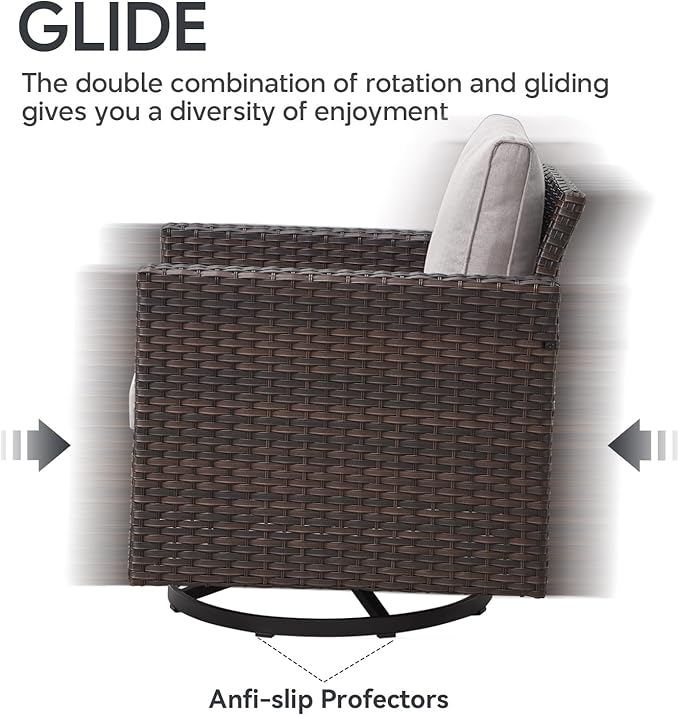 6 Piece Wicker Patio Furniture with Fire Pit Table - Outdoor Conversation Set with 50,000 BTU Fire Pit, All Weather Rattan Patio Set for Deck Backyard Garden - Brown Wicker Beige Cushion