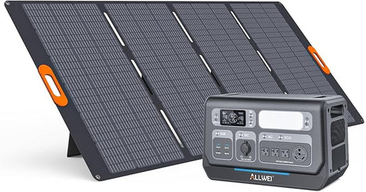 ALLWEI Portable Power Station 2400W(Surge 4800W) with 1x 400W Solar Panel Included, Fast Charge in 1.5H, 4 AC Outlet, LiFePO4 2048Wh Solar Generator for RV Camping Emergency Outdoor Home Use