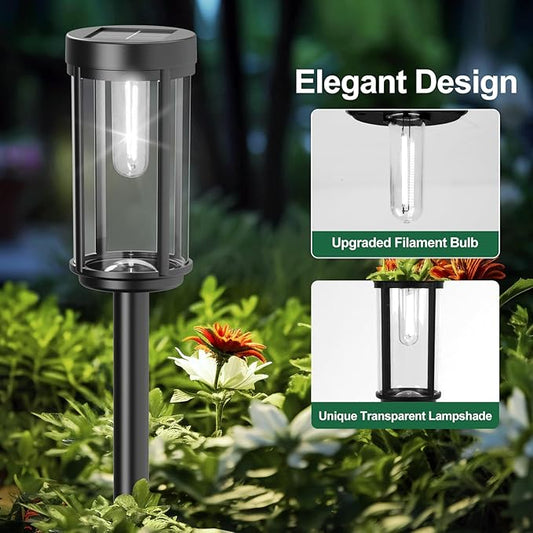 8 Pack Solar Lights Outdoor Waterproof for Garden Walkway Pathway Lawn Yard Decorative Modern Landscape Lighting. (Cool White Light, 8)