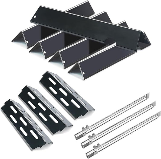 Grieptra Flavorizer Bars,Heat Deflectors and Grill Burner for Weber Genesis II 300/LX 300, GS4 Genesis ii E-310 ii E-315 ii E/S335 ii se-335 Grill (Porcelain Steel, 66032 * 5+ES/410 * 3+66790 * 3)