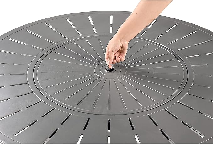Oakland Living Round 44 in. x 44 in. Aluminum Propane Fire Pit Table with Glass Beads, Two Covers, Lid, 57,000 BTUs in Grey Finish