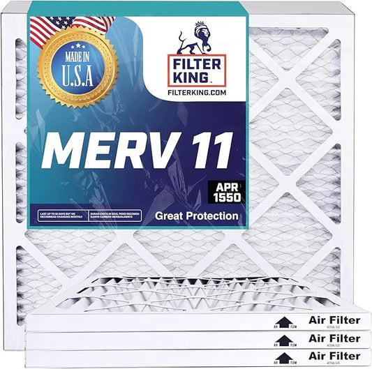 Filter King 8x16x1 Air Filter | 12-PACK | MERV 11 HVAC Pleated A/C Furnace Filters | MADE IN USA | Actual Size: 7.5 x 15.5 x .75"