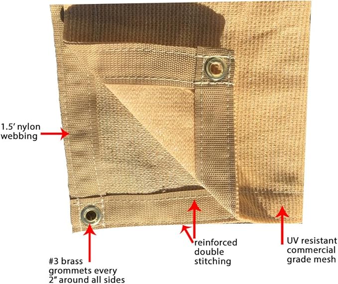 XTARPS - 8 ft. x 20 ft. - 7 OZ Premium 90% Shade Cloth, Shade Sail, Sun Shade (Tan Color)