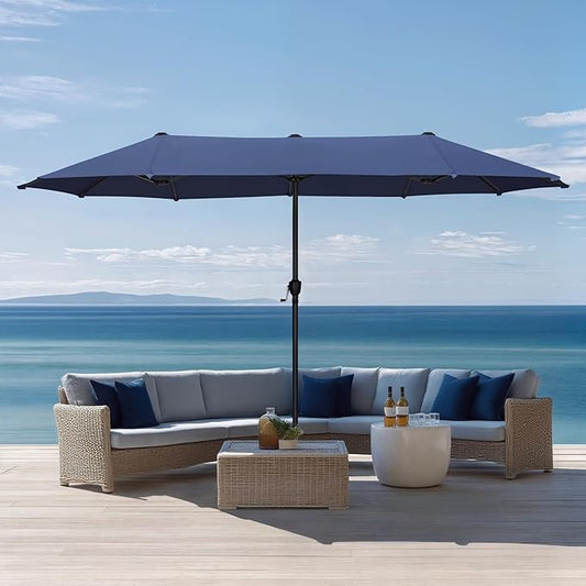 Sophia & William 13ft Outdoor Patio Umbrella for Table, Large Double-sided Umbrella for Garden, Deck, Pool, Navy Blue