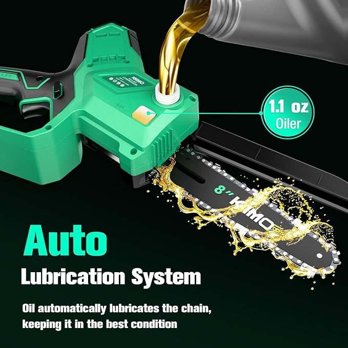 KIMO 2-IN-1 Electric Pole Saws for Tree Trimming, 8" Mini Chainsaw Cordless, 16FT Max Reach Extension Pole, 2×4.0Ah Batteries,Fast Charger, Brushless Pole Chain Saw for Tree Trimmer Limb Branch Cutter