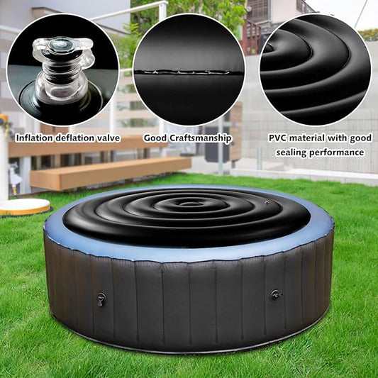 4.75 FT Inflatable Hot Tub Cover,Energy Saving Lid for Round Hot Tub,Outdoor Inflatable Hot Tub,Inflatable Insert Insulated Lid Replacement
